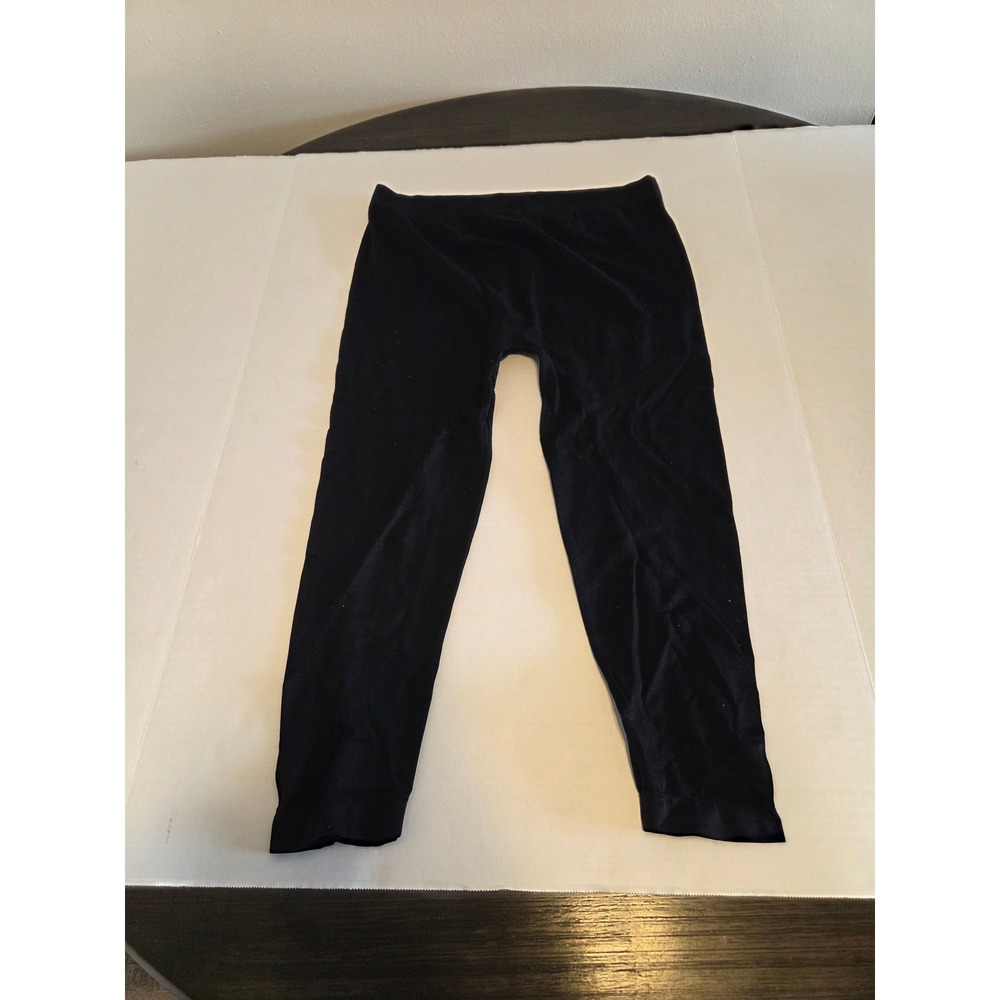M.U.S.A. Womens Black Seamless Stretchy Nylon Blend Leggings One Size
